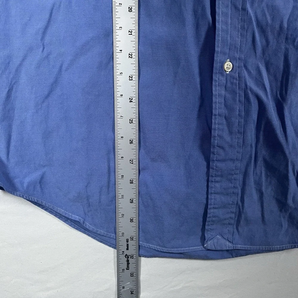 RALPH LAUREN YARMOUTH 100% COTTON  BUTTON DOWN BLUE SHIRT OXFORD COLLAR - Picture 12 of 15